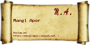 Mangl Apor névjegykártya